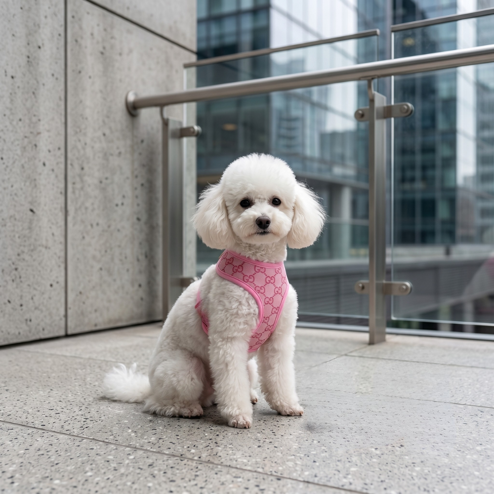 Pinkes Designer Hundegeschirr mit Leine