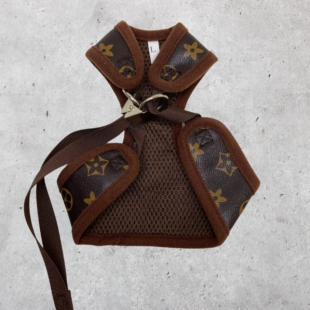Designer Hundegeschirr mit Leine Braun