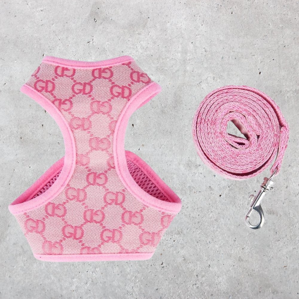 Pinkes Designer Hundegeschirr mit Leine