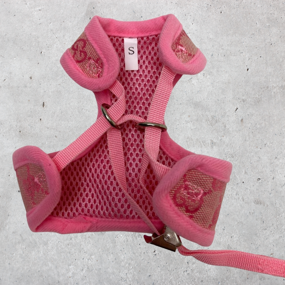 Pinkes Designer Hundegeschirr mit Leine