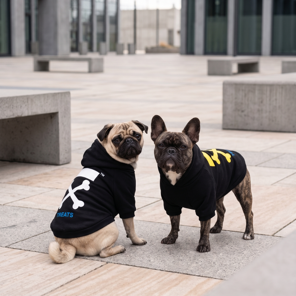 Woof Treats Hoodie Schwarz-Weiß