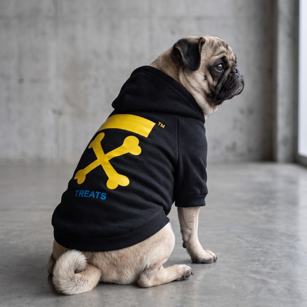 Woof Treats Hoodie Schwarz-Gelb